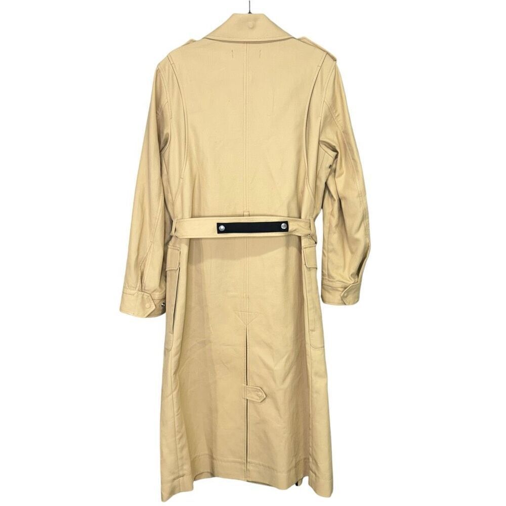 Rag and Bone Ludlow Belted Collared Cotton Gabardine Trench Coat Beige Medium - Picture 7 of 14